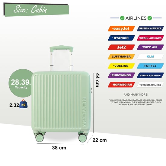Maleta rígida de cabina de 44 x 22 x 38 cm, color verde, con certificación TSA, apta para Easyjet y Ryanair. - Image 2