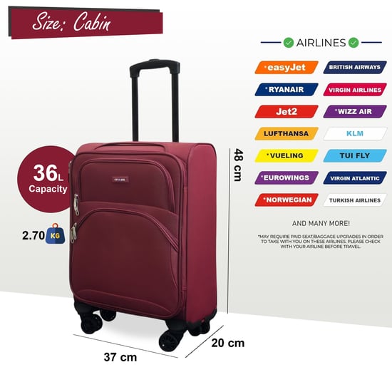 Maleta de cabina Soft Shell de 48 x 37 x 20 cm, segura, apta para Easyjet y Ryanair. - Image 2