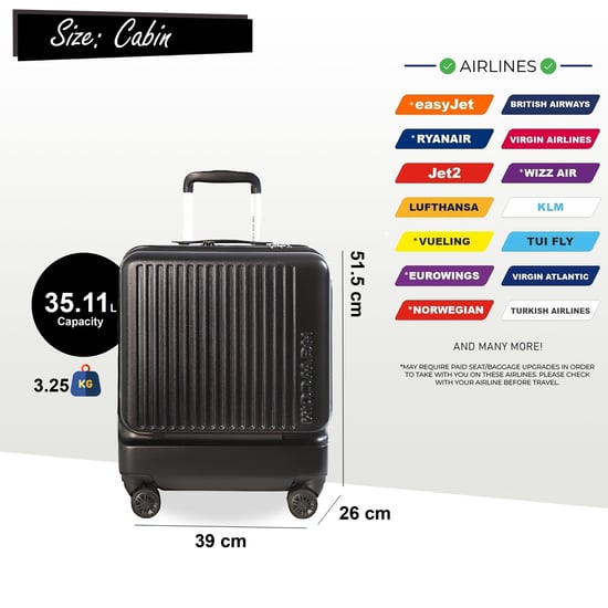Maleta de viaje EasyJet Ryanair duradera, de 39 x 26 x 51,5 cm, color negro, con apertura frontal - Image 2