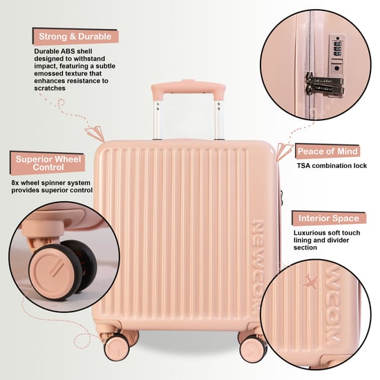 Maleta rígida de cabina de 44 x 22 x 38 cm, color rosa, con cierre de seguridad TSA, apta para Easyjet y Ryanair. - Image 3