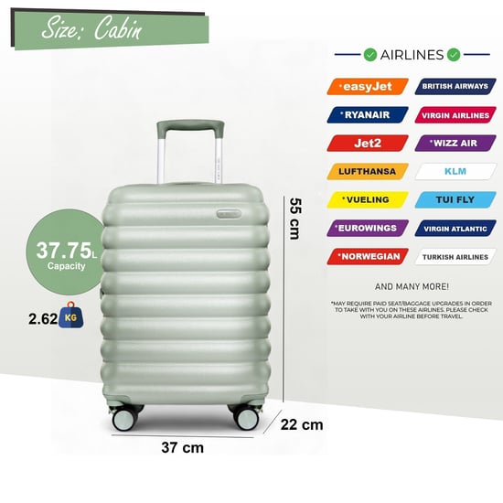 Maleta rígida de cabina de 37 x 22 x 55 cm, color verde, con certificación TSA, apta para Easyjet y Ryanair. - Image 2