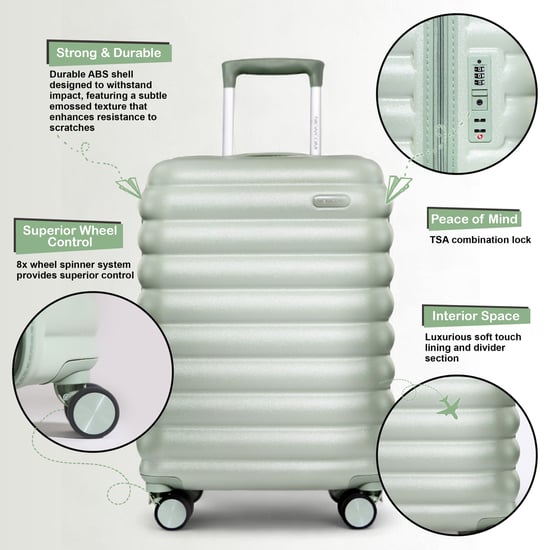 Maleta rígida de cabina de 37 x 22 x 55 cm, color verde, con certificación TSA, apta para Easyjet y Ryanair. - Image 3