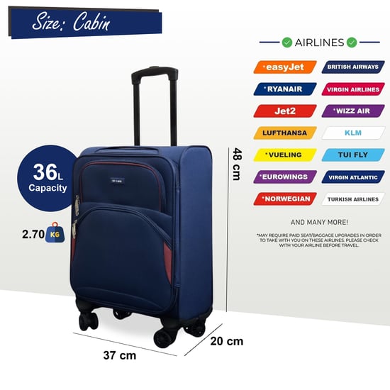 Maleta de cabina Soft Shell de 48 x 37 x 20 cm, segura, apta para Easyjet y Ryanair. - Image 2