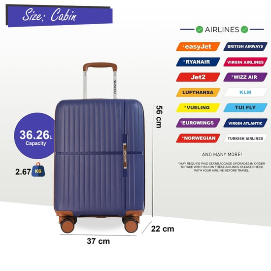 Maleta rígida de cabina PP de 37 x 22 x 56 cm, apta para Easyjet y Ryanair. - Image 2