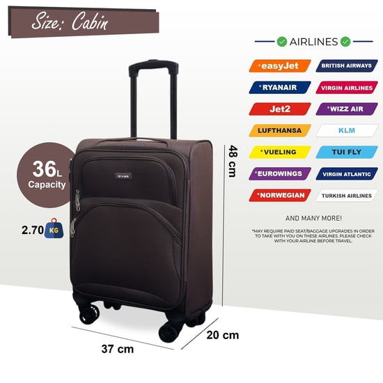 Maleta de cabina Soft Shell de 48 x 37 x 20 cm, segura, apta para Easyjet y Ryanair. - Image 2