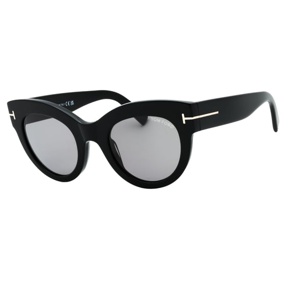 Gafas De Sol Tom Ford Lucilla Con Montura Gruesa, Lentes De Espejo Ahumadas Y Negro Brillante - Image 1