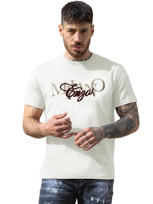 Enzo Milano | Camiseta estampada con cuello redondo para hombre - Image 1