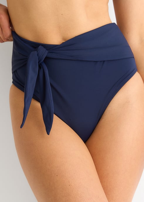 Braguita de bikini con cintura alta y tirantes azul marino - Image 2