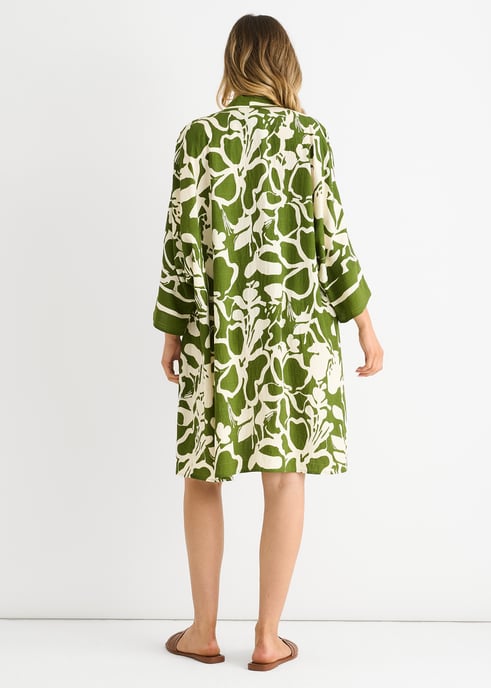 Kimono de playa negro con estampado de bordes veraniegos - Image 4
