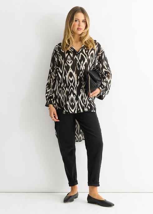 Camisa oversize con estampado abstracto mono - Image 1