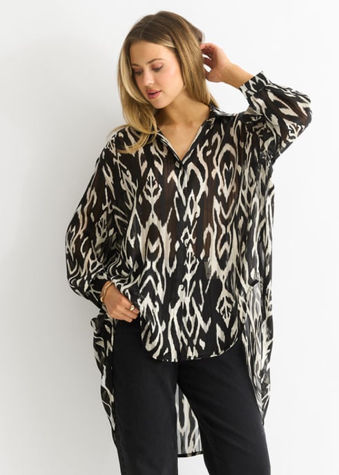 Camisa oversize con estampado abstracto mono - Image 3