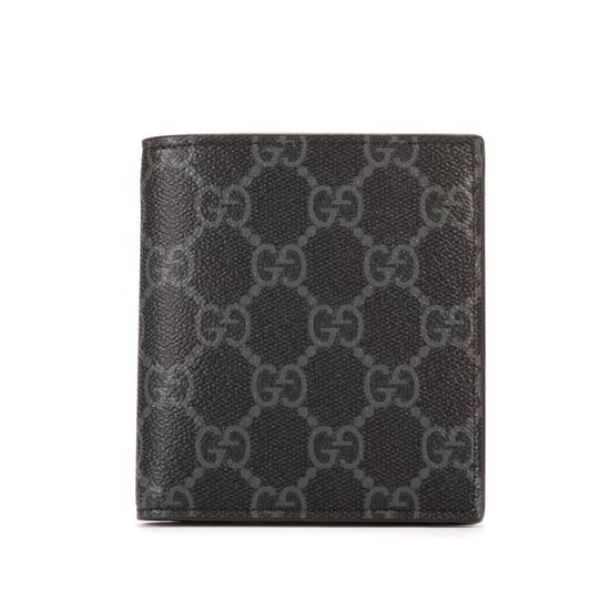 Gucci Emblem Bifold Wallet en Gris/Negro Lona recubierta - Image 1