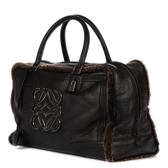 Loewe Amazona Large Boston 45 en Negro/Marrón Piel de becerro - Image 2