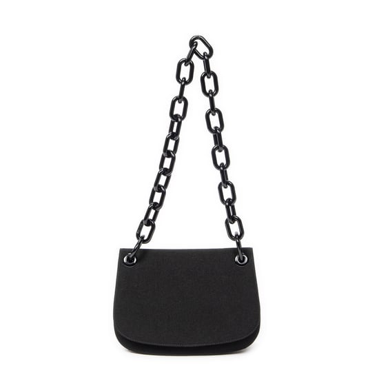 Prada Lucite Chain Shoulder Flap en Negro Lienzo - Image 1
