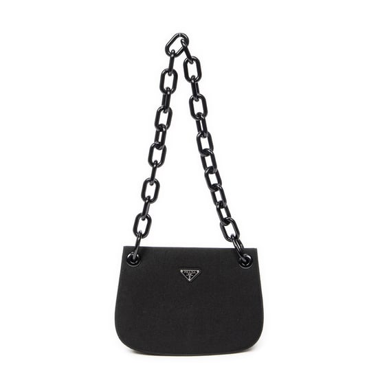 Prada Lucite Chain Shoulder Flap en Negro Lienzo - Image 5