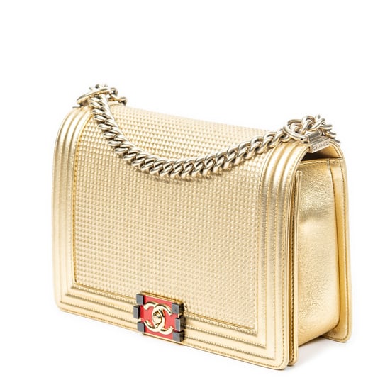 Chanel Medium Boy Cube Flap en Oro/Rojo Piel de becerro - Image 2