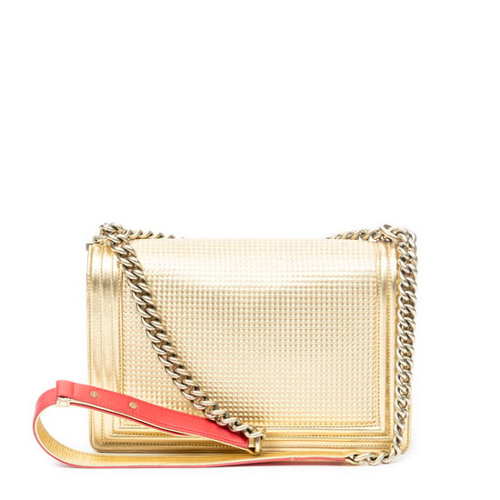 Chanel Medium Boy Cube Flap en Oro/Rojo Piel de becerro - Image 5
