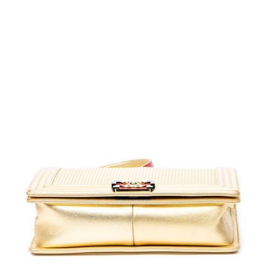Chanel Medium Boy Cube Flap en Oro/Rojo Piel de becerro - Image 6