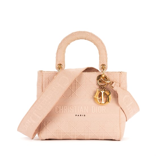 Dior Ltd. Ed. Medium Lady Dior Lite Mizza MM en Rosa Lienzo - Image 1