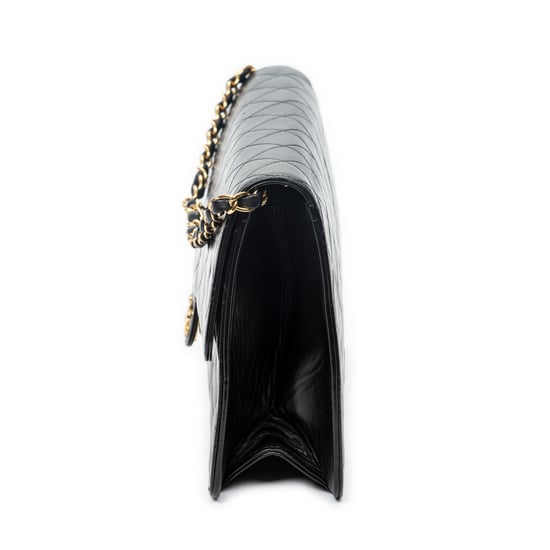 Chanel Vintage Push Lock Straight Flap  en Negro Piel de becerro - Image 3