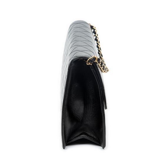 Chanel Vintage Push Lock Straight Flap  en Negro Piel de becerro - Image 4