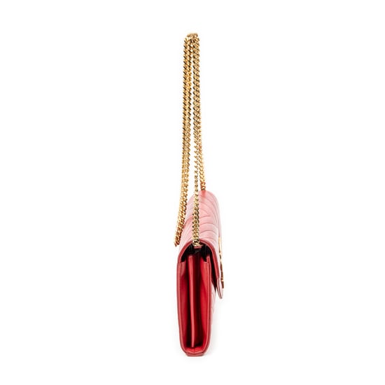Yves Saint Laurent Classic Cassandre Chain Wallet  en Rojo Piel de becerro - Image 4