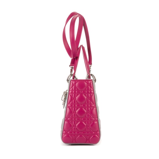 Dior Medium Lady Dior Zip Medium en Gris/Fushia Piel de becerro - Image 3