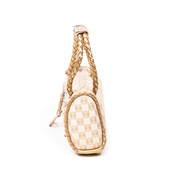 Loewe Braided Handle Zip Tote en Beige/Dorado Lienzo - Image 3