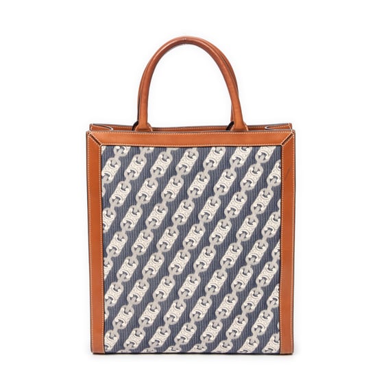 Celine Small Vertical Cabas Tote  en Azul/Marrón Lienzo - Image 5