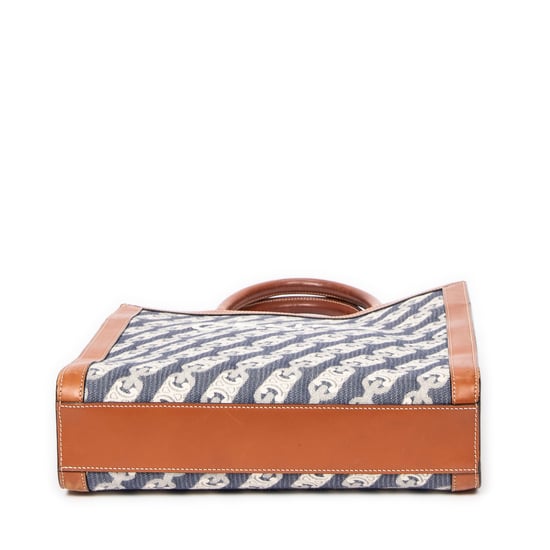 Celine Small Vertical Cabas Tote  en Azul/Marrón Lienzo - Image 6