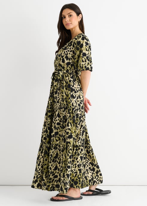 Maxi Vestido Verde con Estampado Animal - Image 3