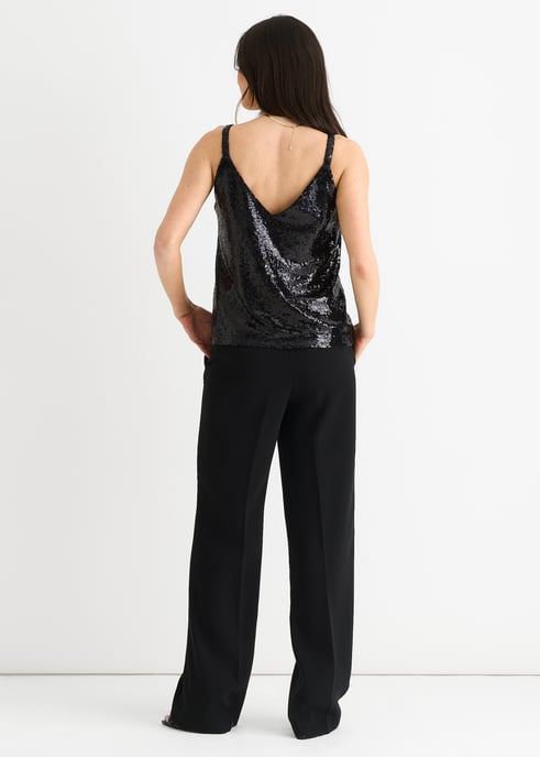 Cami Top Cuello en V Lentejuelas Negro - Image 4