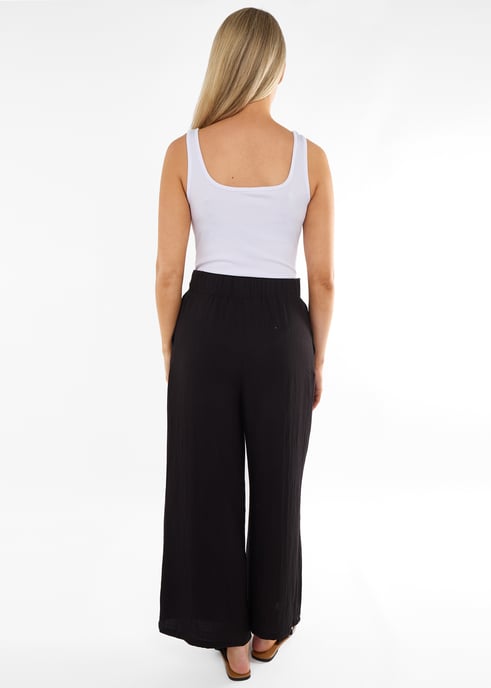 Pantalones anchos negros con cintura de bolsa de papel - Image 4