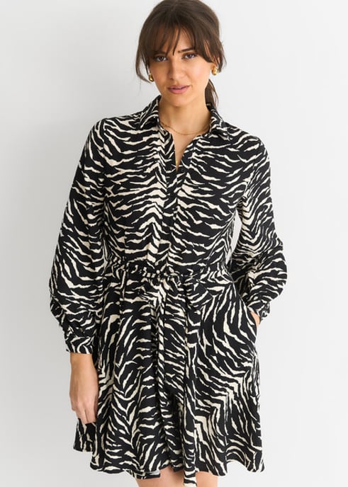 Vestido camisero con cinturón mono cebra - Image 2