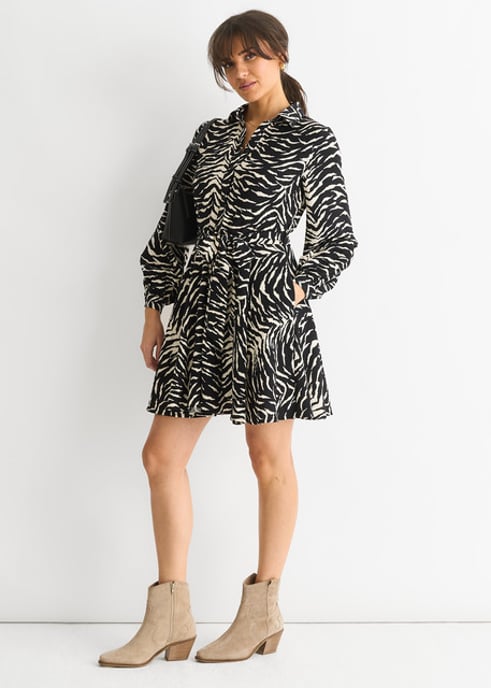 Vestido camisero con cinturón mono cebra - Image 3