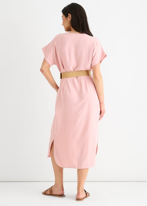 Vestido oversize con cinturón Air Flow rubor - Image 4