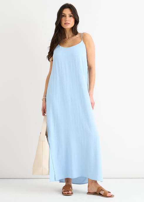 Vestido de tirantes azul cruzado en la espalda Airflow Oversized - Image 1