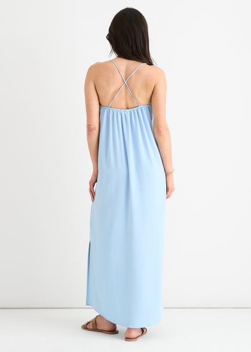 Vestido de tirantes azul cruzado en la espalda Airflow Oversized - Image 4