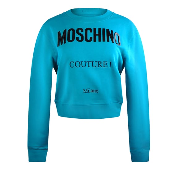 Sudadera Azul Turquesa Con El Logotipo De Moschino Couture - Image 1