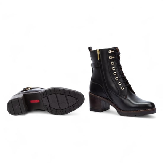 Botines Pikolinos de piel negra con tacón medio para mujer - Llanes - Image 6
