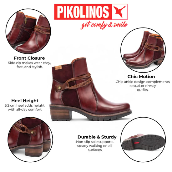 Pikolinos Botines Mujer Arcilla Piel Rojo Tacón Cremallera - San Sebastián - Image 2