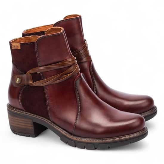 Pikolinos Botines Mujer Arcilla Piel Rojo Tacón Cremallera - San Sebastián - Image 3