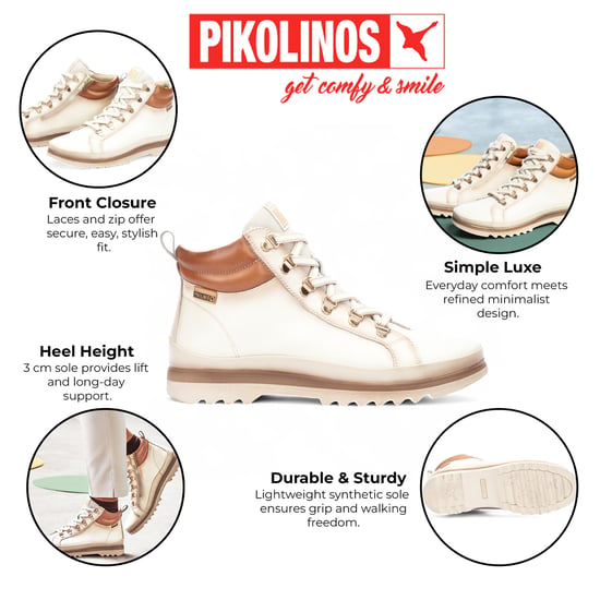 Botines Pikolinos Nata de piel blanca para mujer - Vigo - Image 2