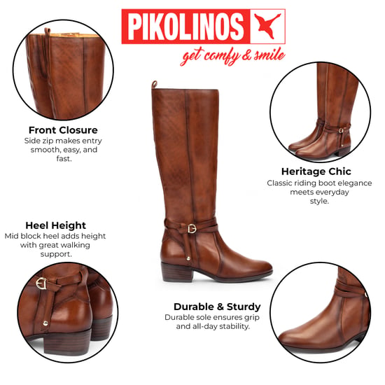 Botas altas hasta la rodilla de piel color marrón para mujer Pikolinos - Daroca - Image 2