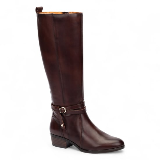 Botas altas hasta la rodilla Pikolinos para mujer en piel marrón Caoba - Daroca - Image 1