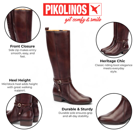 Botas altas hasta la rodilla Pikolinos para mujer en piel marrón Caoba - Daroca - Image 2