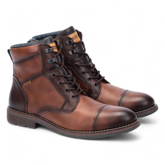 Botines Pikolinos de piel marrón con cremallera y cordones para hombre - York - Image 3