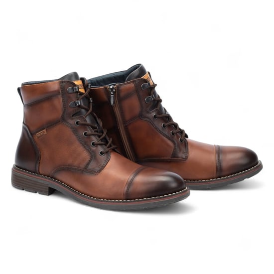 Botines Pikolinos de piel marrón con cremallera y cordones para hombre - York - Image 5