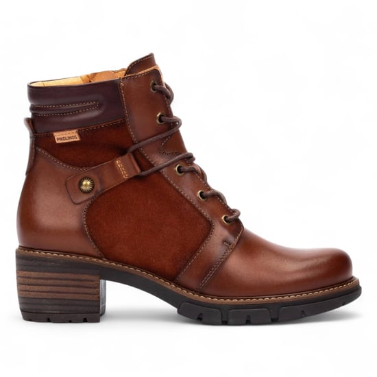 Pikolinos Botines Mujer Cuero Marrón Cremallera Y Tacón Cordones - San Sebastián - Image 1