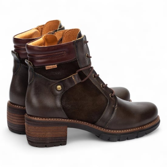 Botines Pikolinos de piel marrón bosque para mujer con tacón y cremallera - San Sebastián - Image 4